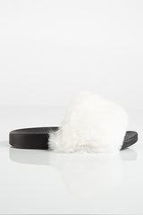 Natalie White Faux Fur Slider