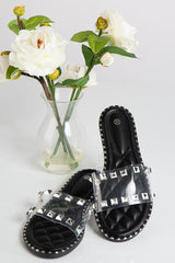 Daniela Black Stud Sliders