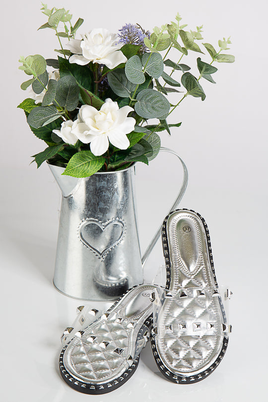 Daniela Silver Stud Sliders