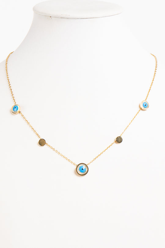Annabella Gold Multi Evil Eye Necklace