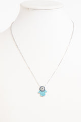 Jayleen Silver Diamante Hamsa Hand Necklace