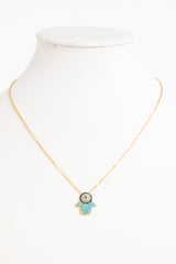 Jayleen Gold Diamante Hamsa Hand Necklace