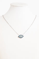 Ashlyn Silver Diamante Evil Eye Necklace