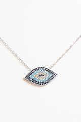 Ashlyn Silver Diamante Evil Eye Necklace