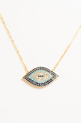 Ashlyn Gold Diamante Evil Eye Necklace