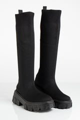 Maria Black Knitted Knee High Sock Boots
