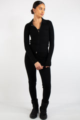 Serenity Black Knit Loungewear Tracksuit Set