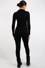 Serenity Black Knit Loungewear Tracksuit Set