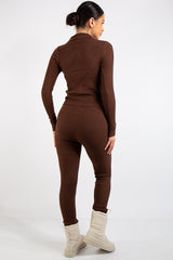 Serenity Brown Knit Loungewear Tracksuit Set
