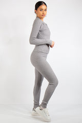 Serenity Grey Knit Loungewear Tracksuit Set