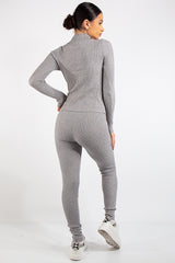 Serenity Grey Knit Loungewear Tracksuit Set