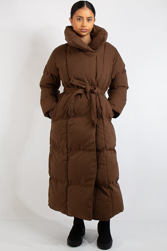 Emily Brown Quilted Padded Long Puffer Coat