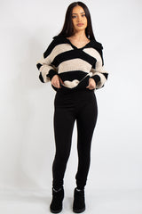 Lucia Black Stripe Collar Knit Polo Jumper