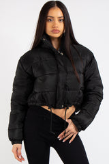 Oaklynn Black Padded Cropped Puffer Jacket Miss Hussy