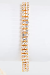 Hussy Gold Double Row Clear Cubic Zircon Tennis Bracelet