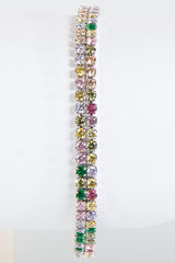 Hussy Silver Double Row Multi Colour Cubic Zircon Tennis Bracelet