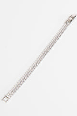 Hussy Silver Rectangle Clear Cubic Zircon Tennis Bracelet