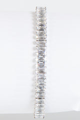 Hussy Silver Rectangle Clear Cubic Zircon Tennis Bracelet