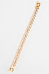 Hussy Gold Rectangle Clear Cubic Zircon Tennis Bracelet
