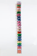 Hussy Silver Rectangle Multi Colour Cubic Zircon Tennis Bracelet