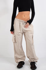 Beige Utility Combat Trouser-Della