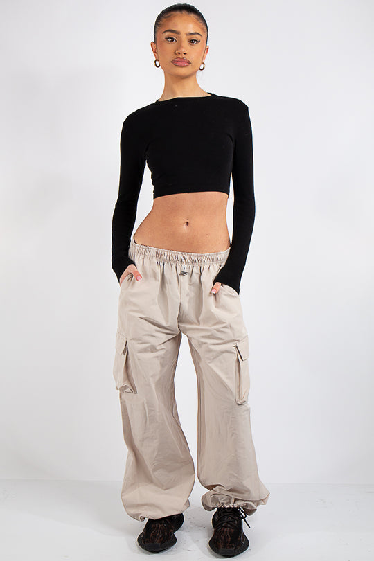Beige Utility Combat Trouser-Della