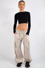 Beige Utility Combat Trouser-Della