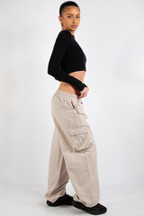 Beige Utility Combat Trouser-Della