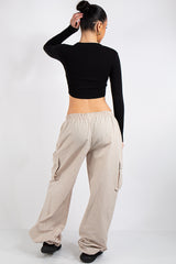 Beige Utility Combat Trouser-Della
