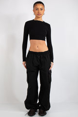 Black Utility Combat Trouser-Della