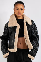 Chris Wang Cropped Aviator Jacket – Black