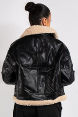 Chris Wang Cropped Aviator Jacket – Black