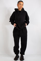 Black Oversized Hoodie and Joggers Tracksuit Set- Lia