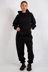 Black Oversized Hoodie and Joggers Tracksuit Set- Lia