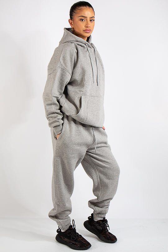 Grey Oversized Hoodie and Joggers Tracksuit Set- Lia
