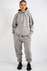 Grey Oversized Hoodie and Joggers Tracksuit Set- Lia