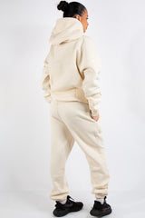 Cream Oversized Hoodie and Joggers Tracksuit Set- Lia