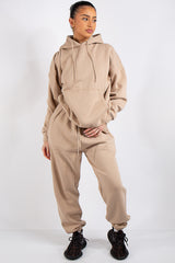 Beige Oversized Hoodie and Joggers Tracksuit Set- Lia