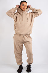 Beige Oversized Hoodie and Joggers Tracksuit Set- Lia
