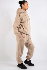 Beige Oversized Hoodie and Joggers Tracksuit Set- Lia