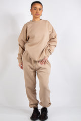 Beige Oversized Sweatshirt and Joggers Tracksuit Set- June