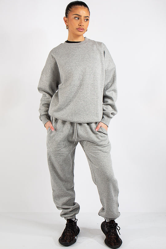 Grey Oversized Sweatshirt and Joggers Tracksuit Set- June