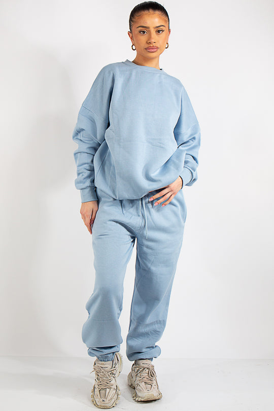 Baby Blue Oversized Sweatshirt and Joggers Tracksuit Set- June