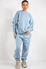 Baby Blue Oversized Sweatshirt and Joggers Tracksuit Set- June