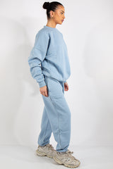 Baby Blue Oversized Sweatshirt and Joggers Tracksuit Set- June