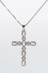 Silver Large Cross Pendant Necklace