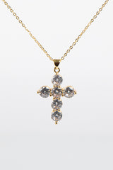 Gold Dimond Cut Small Cross Pendant Necklace
