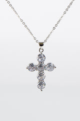 Silver Dimond Cut Small Cross Pendant Necklace
