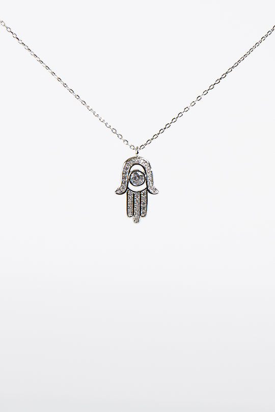 Hamza Hand Silver Necklace