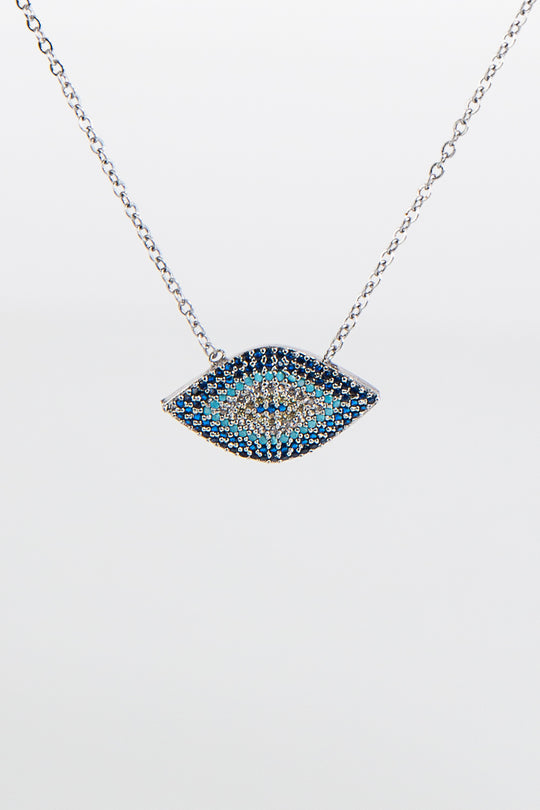 Ashlyn Silver Diamante Evil Eye Necklace